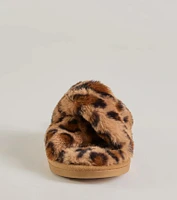 Wildly Chic Faux Fur Leopard Print Slides