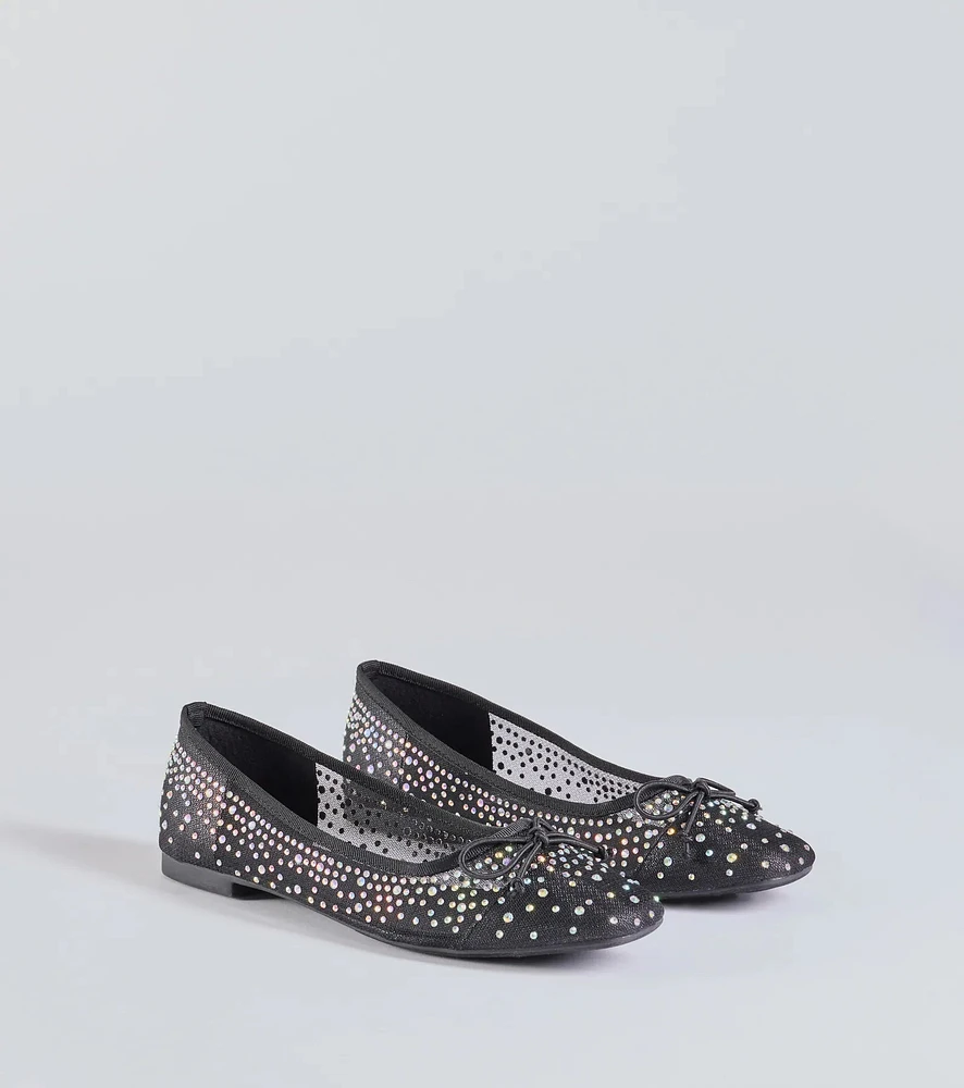 Chic Charm Rhinestone Bow Ballet Flats