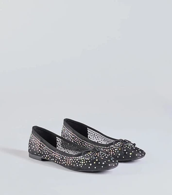 Chic Charm Rhinestone Bow Ballet Flats