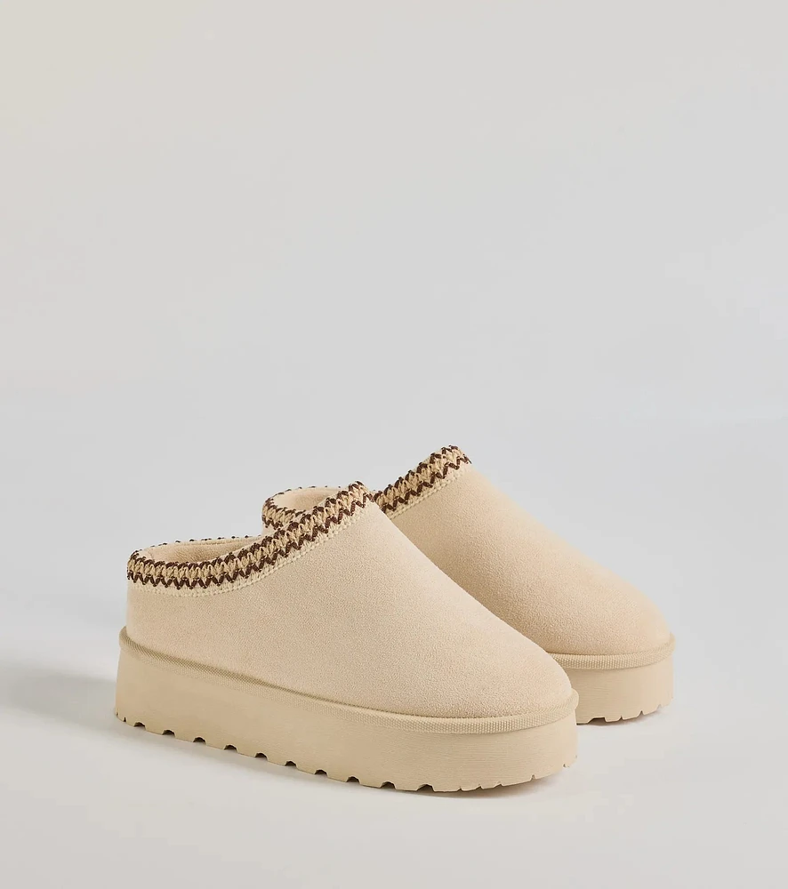 Cozy Glam Faux Suede Platform Slippers