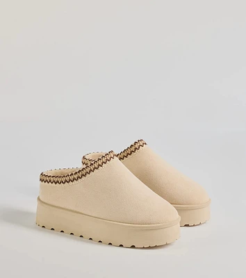 Cozy Glam Faux Suede Platform Slippers