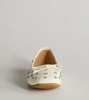 Step Chic Faux Leather Rhinestone Stud Ballet Flats