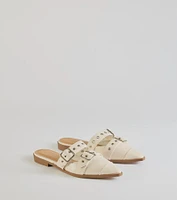 Edgy Flair Faux Leather Buckle Strap Flats