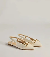 Luxe Allure Pointed-Toe Faux Leather Flats