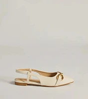 Luxe Allure Pointed-Toe Faux Leather Flats