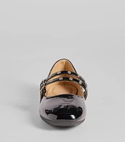 Sleek Buckled Strappy Patent Faux Leather Flats