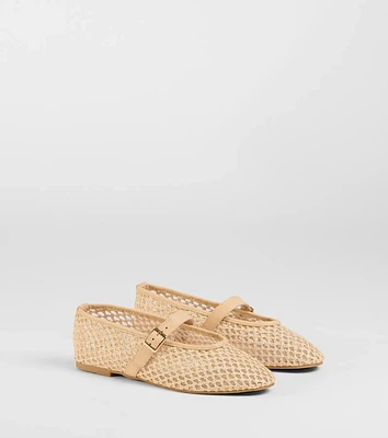 Adorable Style Braided Mesh Ballet Flats