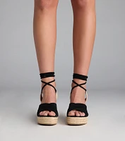 Weekend Date Lace-Up Espadrille Wedges
