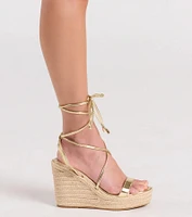 Coastal Weekend Lace-Up Espadrille Wedges
