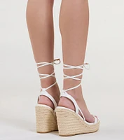 Coastal Weekend Lace-Up Espadrille Wedges