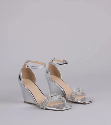 Major Glow Rhinestone Metallic Wedge Heels