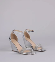 Major Glow Rhinestone Metallic Wedge Heels