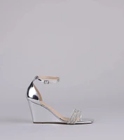 Major Glow Rhinestone Metallic Wedge Heels