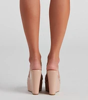 the Clear Faux Patent Leather Wedges