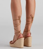 Spring Things Lace-Up Espadrille Wedges