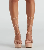 Wrapped Up PU Lace-Up Wedges
