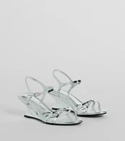 Forever Fab Reflective Chrome Wedge Heels
