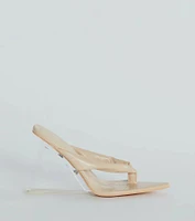 Chic Mode Thong Strap Cutout Clear Wedges