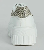 Glam Girl Sparkle Faux Leather Rhinestone Sneakers
