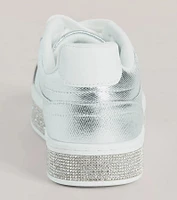 Playful Shimmer Rhinestone Trim Platform Sneakers