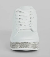 Playful Shimmer Rhinestone Trim Platform Sneakers
