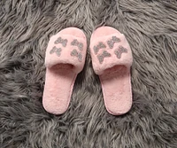 Faux Fur Embroidered Butterfly Slippers
