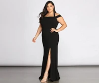 Plus Adelina Formal Halter Crepe Dress