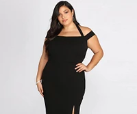 Plus Adelina Formal Halter Crepe Dress