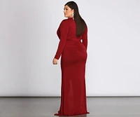 Plus Denise Formal Plunging Ruched Dress