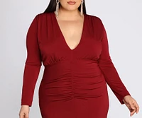 Plus Denise Formal Plunging Ruched Dress