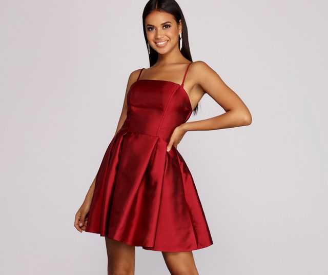 hadley strapless pleated satin party dress