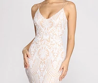 Genna Sequin Patterned Midi Dress