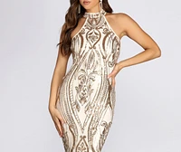 Sofia Formal Sequin Midi Dress