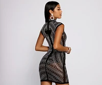 Vicky Heat Stone Mesh Mini Dress