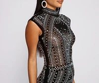 Vicky Heat Stone Mesh Mini Dress
