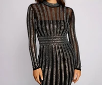 Anabelle Heat Stone Mesh Mini Dress
