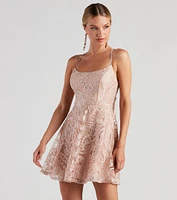 Lucia Metallic Lace Party Dress