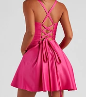 Shayna Lace-Up Skater Party Dress
