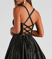 Shayna Lace-Up Skater Party Dress