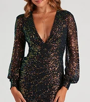 Kay Formal Sequin Wrap Short Dress