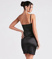 Lennox Formal One-Shoulder Satin Mini Dress