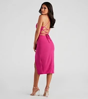 Henley Formal Lace-Up Midi Dress