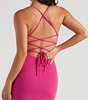 Henley Formal Lace-Up Midi Dress
