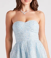 Esmeralda Tulle Sequin Strapless Party Dress