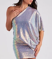Kimberly Sequin One Shoulder Dress