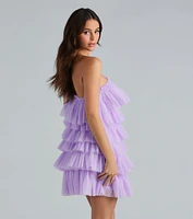 Sawyer Tulle One Shoulder A-Line Short Dress