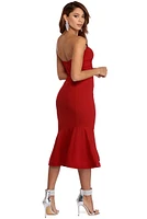 Allison Crepe Ruffle Midi Dress