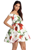 Briana Off The Shoulder Taffeta Dress