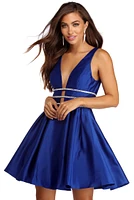 Jana Rhinestone Glamour Satin Dress