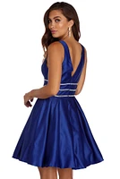 Jana Rhinestone Glamour Satin Dress